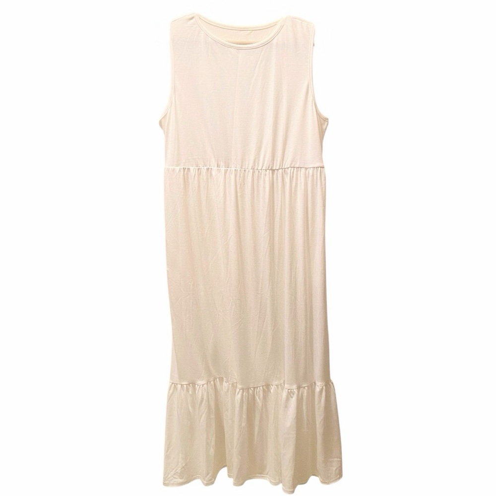 NWT Zilcremo White Midi Dress XL Sleeveless Tiered Ruffle Hem Boho Beach